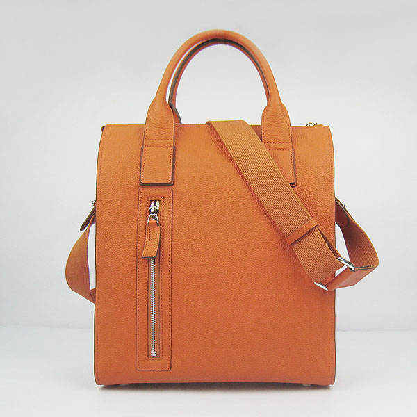 Best Hermes Togo Leather Handbag Orange 8076 - Click Image to Close